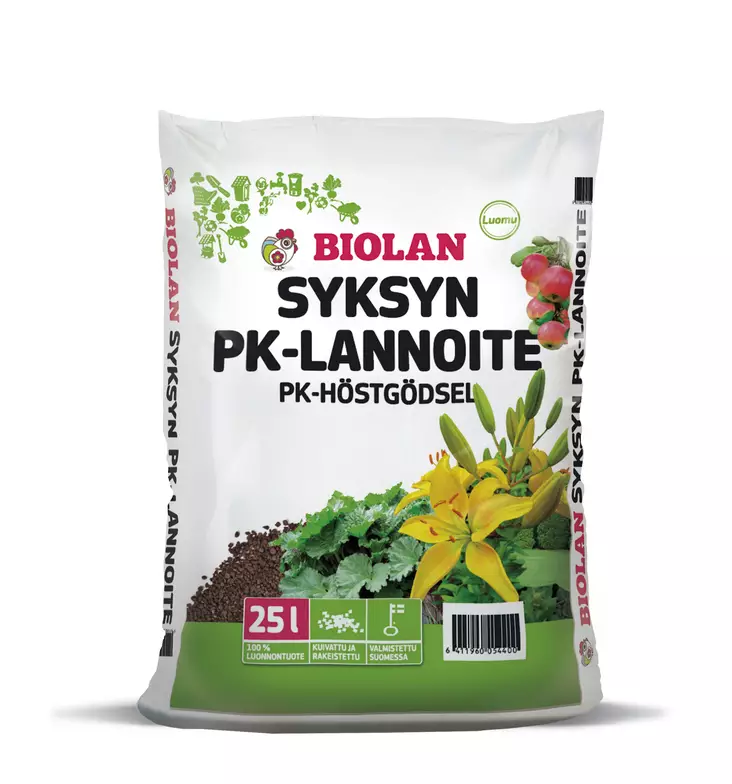 Biolan Syksyn PK-lannoite 25 L - Puutarhalannoitteet, suuret pakkaukset - 6411960054400 - 1