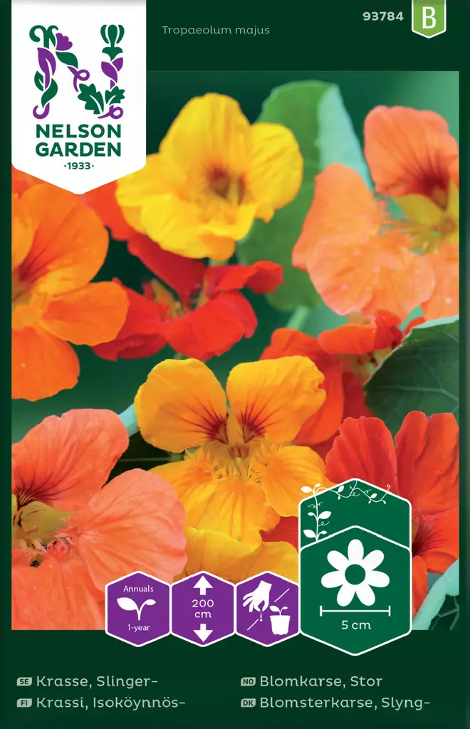 Isoköynnöskrassi väriseos, siemen, Nelson Garden - Kukkien siemenet - 7312600937840 - 1