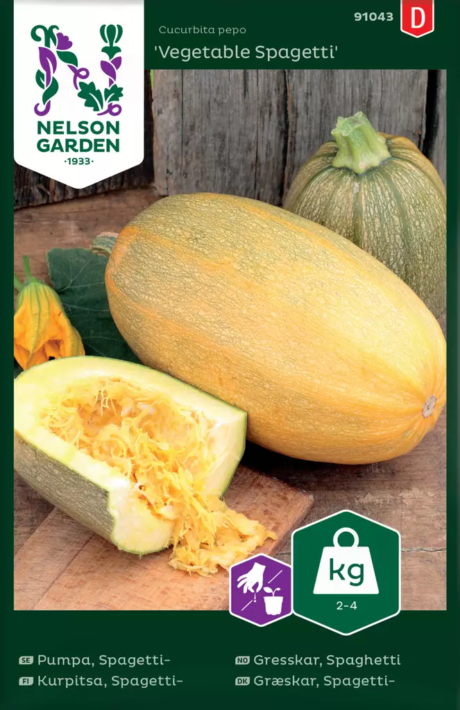 Spagettikurpitsa 'Vegetable Spagetti' siemen, Nelson Garden - Vihannesten siemenet - 7312600910430 - 1
