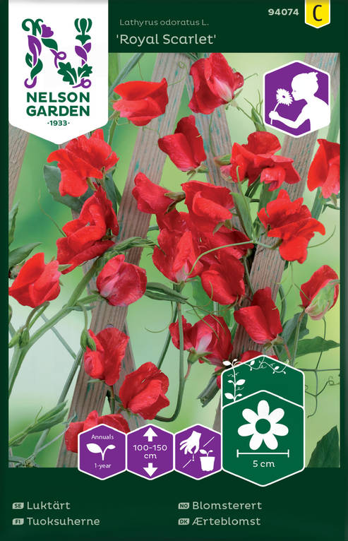Tuoksuherne 'Royal Scarlet' siemen, Nelson Garden - Kukkien siemenet - 7312600940741 - 1