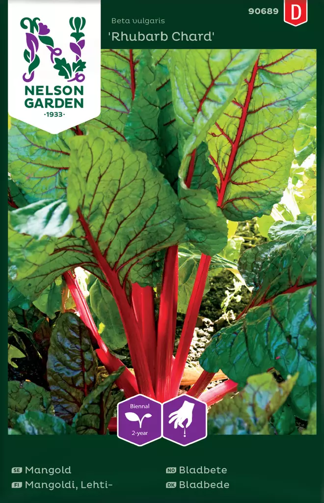 Lehtimangoldi 'Rhubarb Chard' siemen, Nelson Garden - Vihannesten siemenet - 7312600906891 - 1