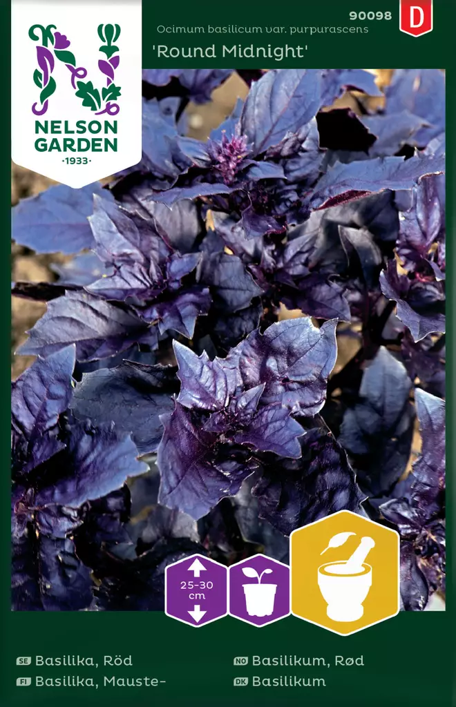 Maustebasilika 'Round Midnight' siemen, Nelson Garden - Yrttien siemenet - 7312600900981 - 1