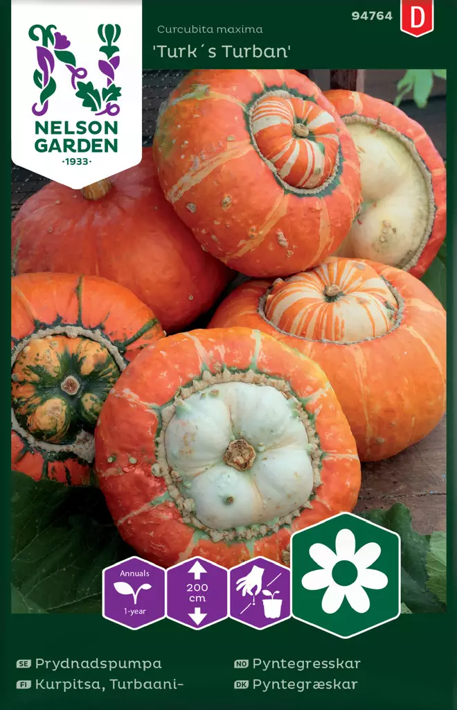 Turbaanikurpitsa 'Turk's Turban' siemen, Nelson Garden - Kukkien siemenet - 7312600947641 - 1