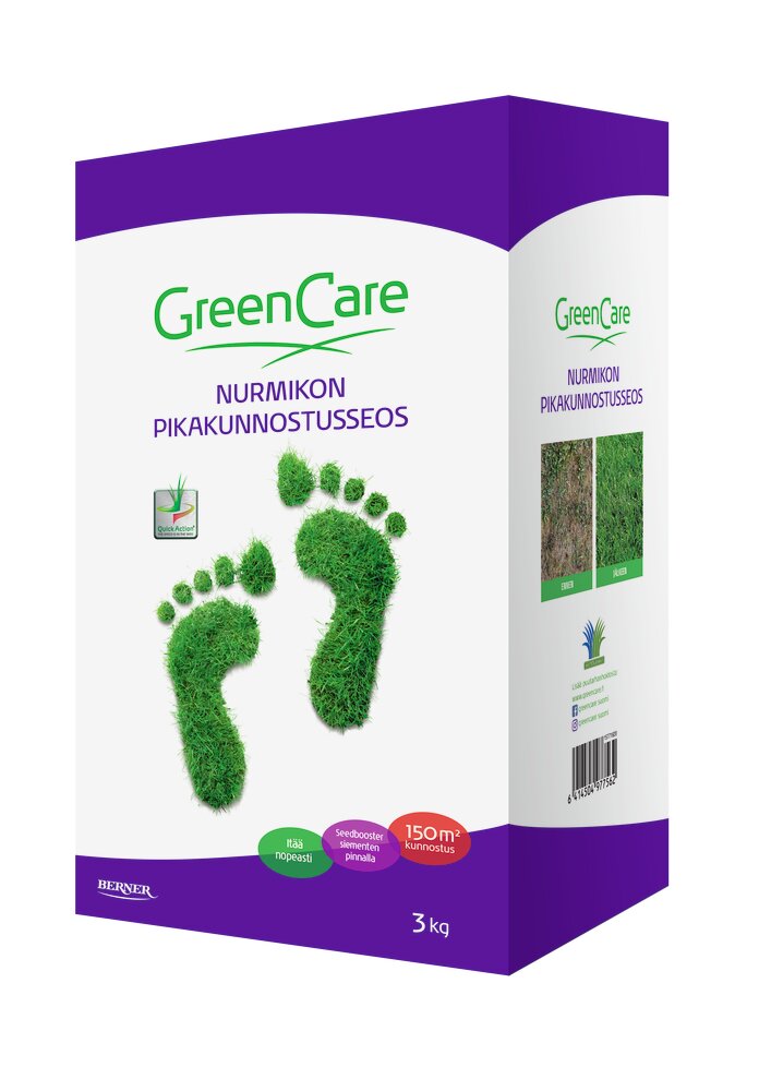 Nurmikon Pikakunnostusseos 3 kg GreenCare - Nurmikon siemenet pienet pakkaukset - 6414504977562 - 1