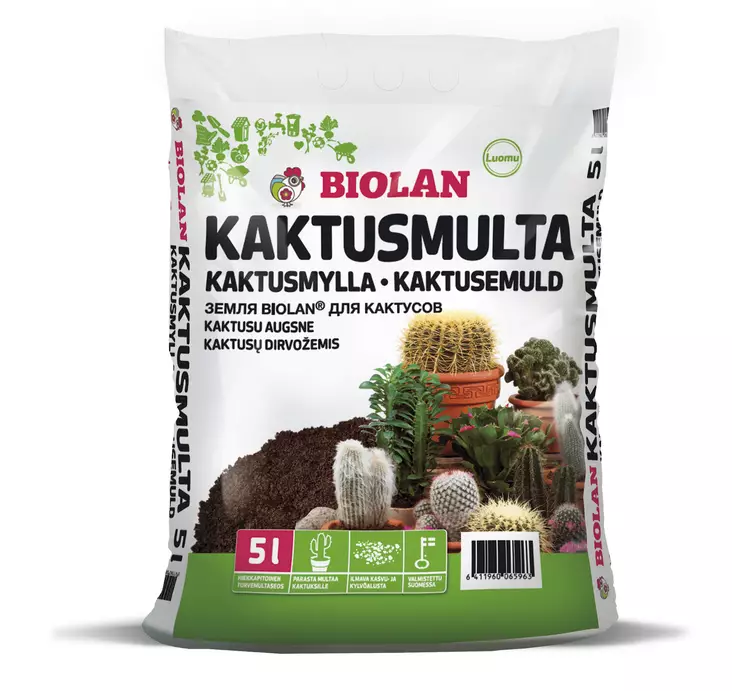 Biolan Kaktusmulta 5 L - Esikasvatustarvikkeet ja kasvivalot - 6411960065963 - 1
