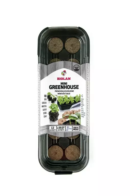 Biolan Pienoiskasvihuone + sammalnapit - Esikasvatustarvikkeet ja kasvivalot - 6411961055123 - 1