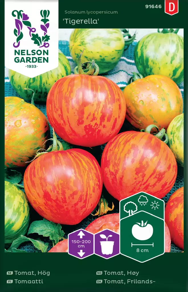 Tomaatti 'Tigerella' siemen, Nelson Garden - Vihannesten siemenet - 7312600916463 - 1