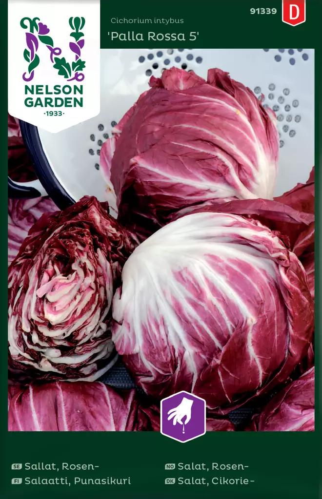 Punasikurisalaatti 'Palla Rossa 5' siemen, Nelson Garden - Vihannesten siemenet - 7312600913394 - 1