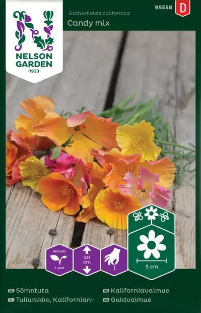 Kaliforniantuliunikko 'Candy mix' siemen, Nelson Garden - Kukkien siemenet - 7312600955585 - 1