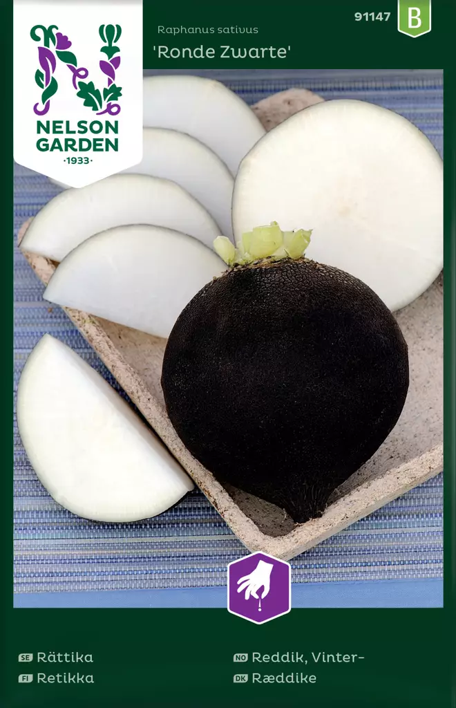 Retikka 'Ronde Zwarte' siemen, Nelson Garden - Vihannesten siemenet - 7312600911475 - 1