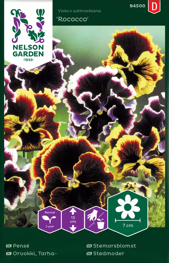 Tarhaorvokki 'Rococo', väriseos, siemen, Nelson Garden - Kukkien siemenet - 7312600945005 - 1