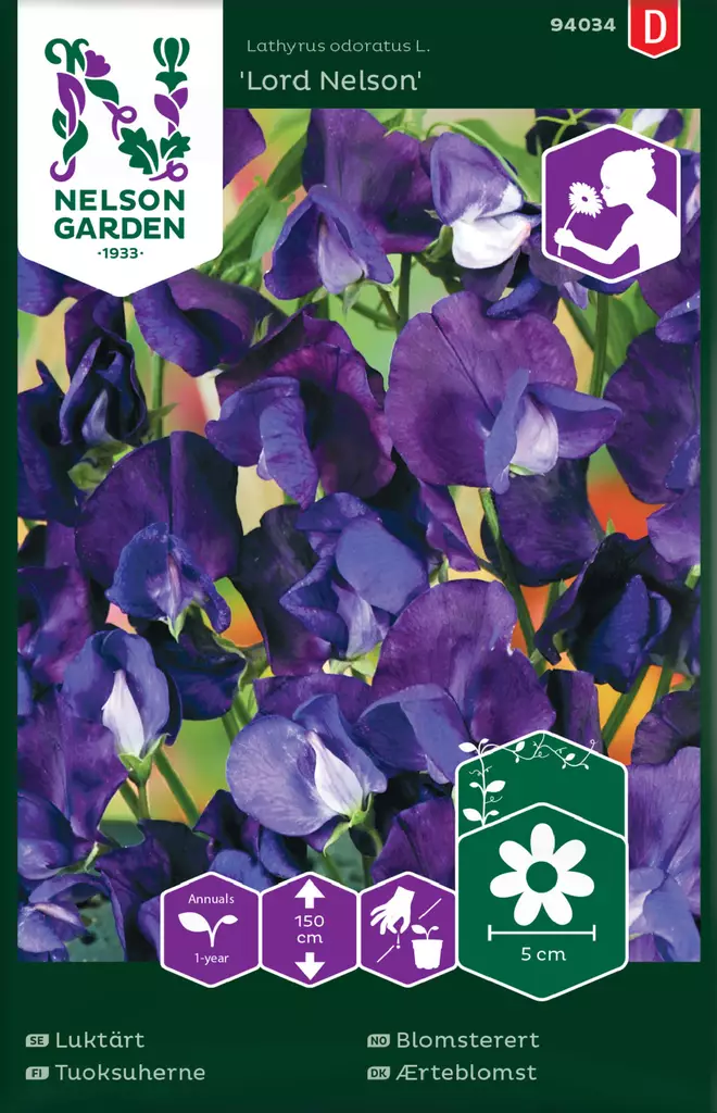 Tuoksuherne 'Lord Nelson' siemen, Nelson Garden - Kukkien siemenet - 7312600940345 - 1