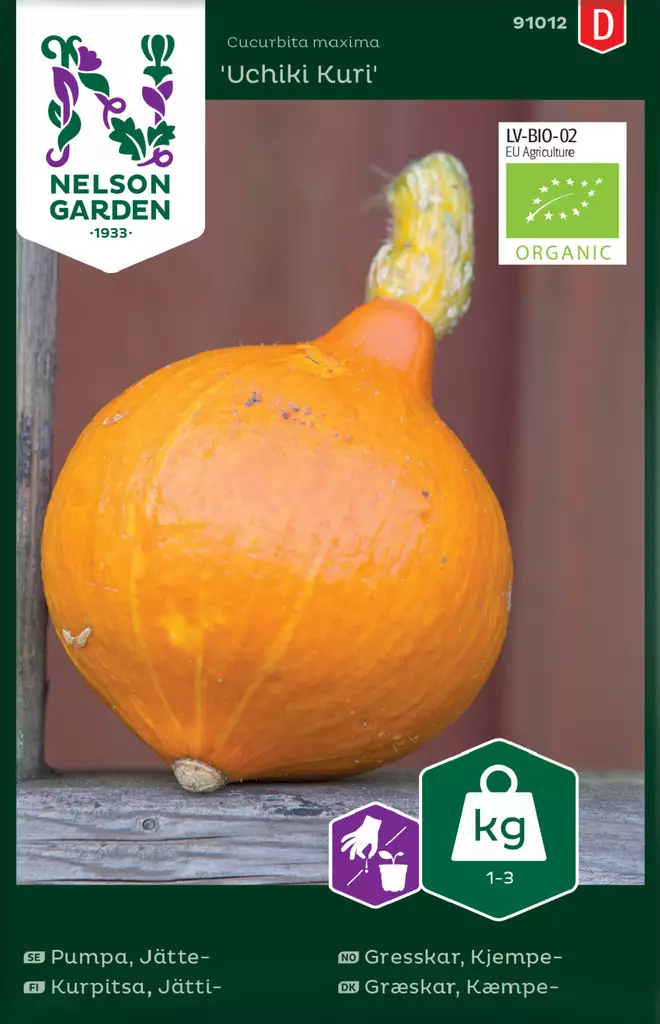 Jättikurpitsa 'Uchiki Kuri' siemen, Nelson Garden - Vihannesten siemenet - 7312600910126 - 1