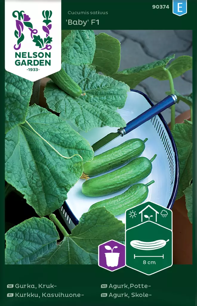 Kasvihuonekurkku 'Baby' F1 siemen, Nelson Garden - Vihannesten siemenet - 7312600903746 - 1