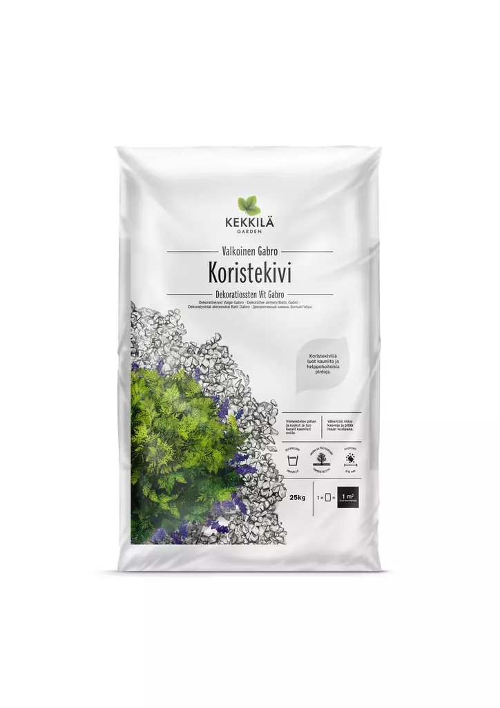 Kekkilä Koristekivi Valkoinen Gabro 25 kg - Katteet - 6433000100717 - 1