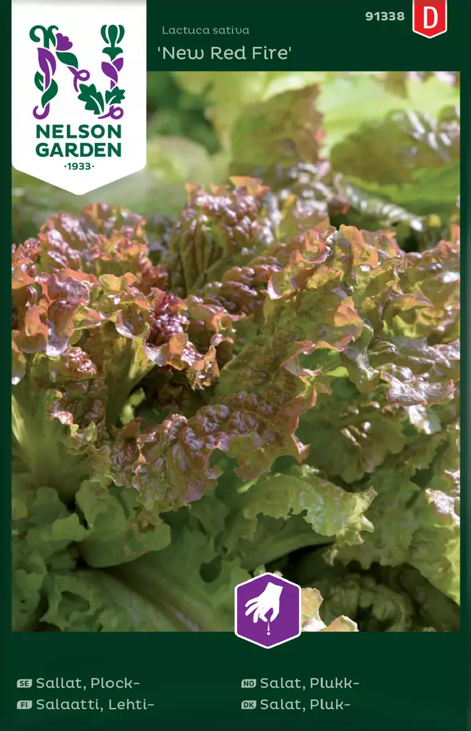 Lehtisalaatti 'New Red Fire' siemen, Nelson Garden - Vihannesten siemenet - 7312600913387 - 1