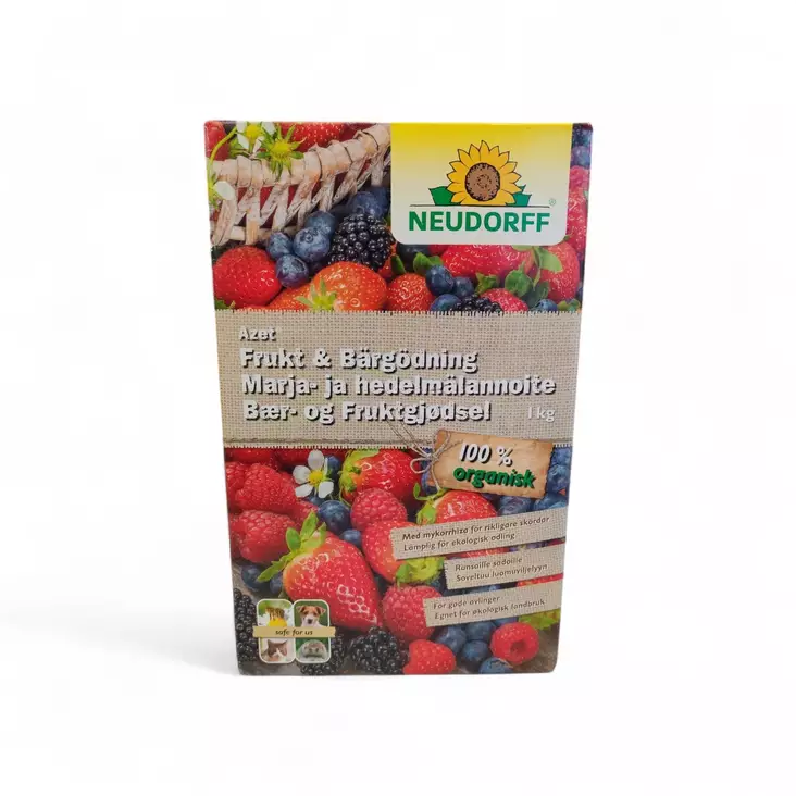 Azet Orgaaninen Marja- ja hedelmälannoite 1 kg, Neudorff - Kesäkukka- ja hyötytarhalannoitteet - 4005240197837 - 1