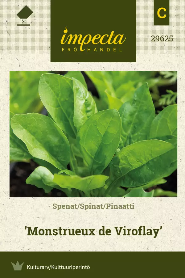 Pinaatti 'Monstrueux de Viroflay', siemen, Impecta - Vihannesten siemenet - 7332756296257 - 1