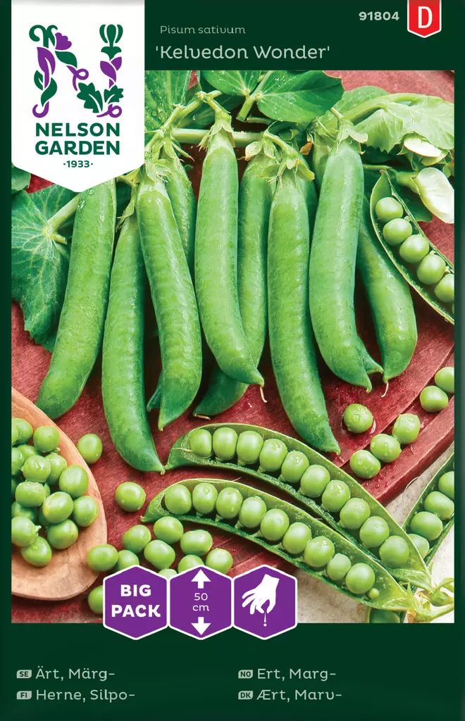 Silpoherne 'Kelvedon Wonder', Big Pack siemen, Nelson Garden - Vihannesten siemenet - 7312600918047 - 1