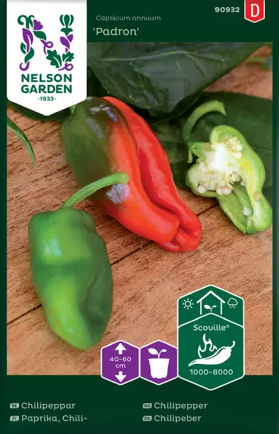 Chilipaprika 'Padron' siemen, Nelson Garden - Vihannesten siemenet - 7312600909328 - 1
