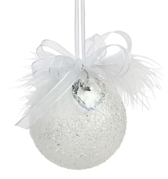 Joulupallo Kristallisydän valkoinen Weiste - Joulutuotteet - 6412740771968 - 1