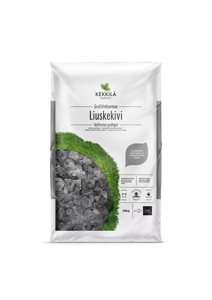 Kekkilä Liuskekivi Grafiitinharmaa 25 kg - Katteet - 6433000100618 - 1
