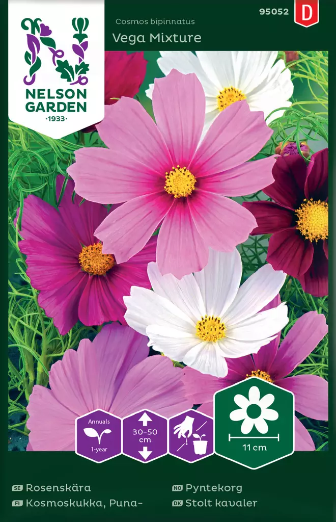 Punakosmoskukka 'Vega Mixture' siemen, Nelson Garden - Kukkien siemenet - 7312600950528 - 1