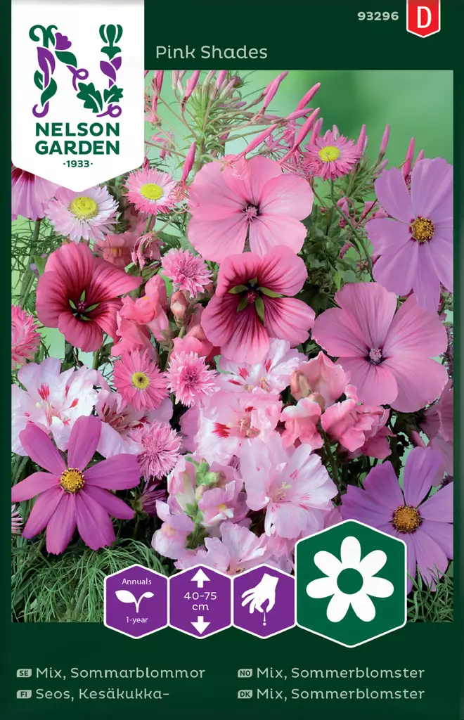 Roosanvärisiä kesäkukkia siemenseos, Nelson Garden - Kukkien siemenet - 7312600932968 - 1