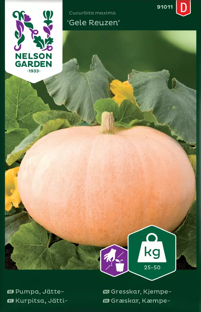 Jättikurpitsa 'Gele Reuzen' siemen, Nelson Garden - Vihannesten siemenet - 7312600910119 - 1
