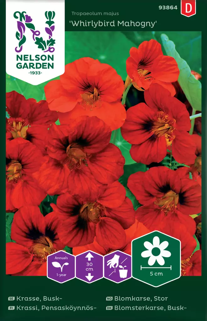Pensasköynnöskrassi 'Whirlybird Mahogny' siemen, Nelson Garden - Kukkien siemenet - 7312600938649 - 1