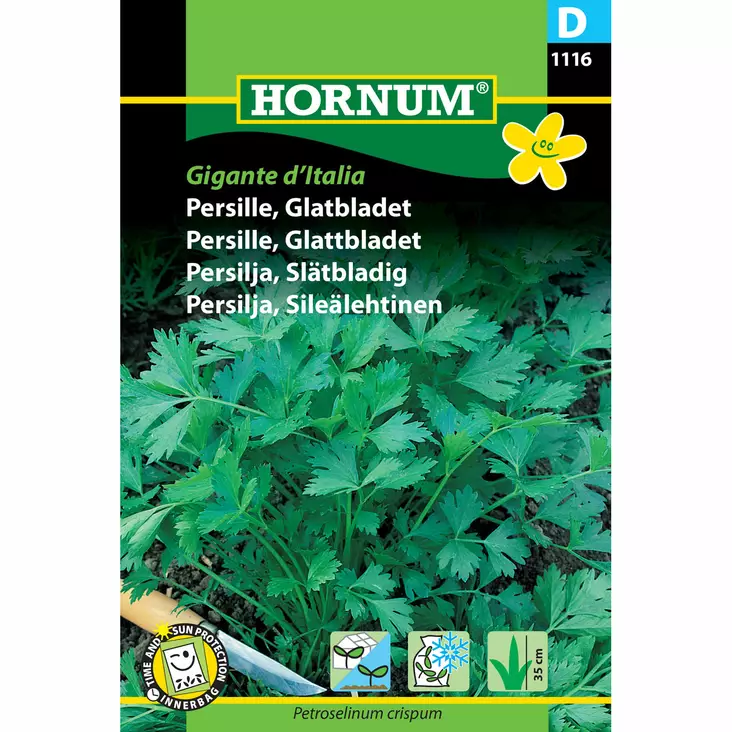 Persilja sileälehtinen, Petroselinum 'Gigante d´Italia, siemen, Hornum - Annossiemenet - 5708787011169 - 1